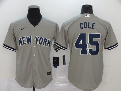 New York Yankees 45 COLE Grey 2020 Cool Base Jersey