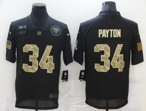 Chicago Bears 34 PAYTON Black Camo 2020 Salute To Service Limited Jersey