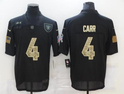 Raiders 4 Derek Carr Black Camo 2020 Salute To Service Limited Jersey