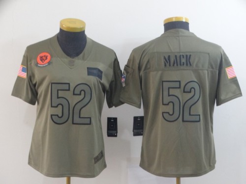 Chicago Bears 52 Khalil Mack 2019 Olive Women Salute To Service Limited Jersey