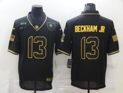 Browns 13 Odell Beckham Jr. Black Gold 2020 Salute To Service Limited Jersey