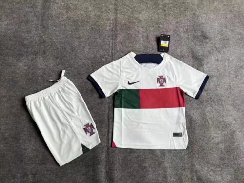 Youth Uniform 2022 World Cup Portugal Away Soccer Jersey Shorts