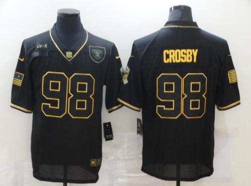 Raiders 98 Maxx Crosby Black Gold 2020 Salute To Service Limited Jersey