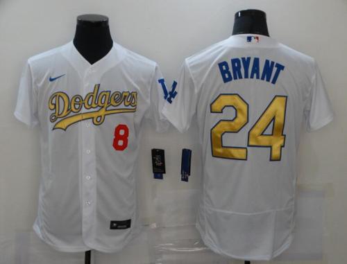 Los Angeles Dodgers 8 BRYANT 24 White Gold Flexbase Jersey