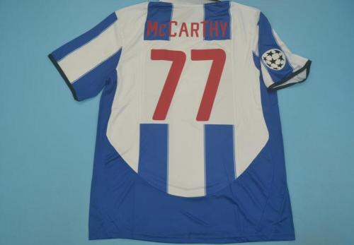 with UCL Patch Retro Jersey 2003-2004 Porto 77 MCCARTHY Vintage Home Soccer Jersey