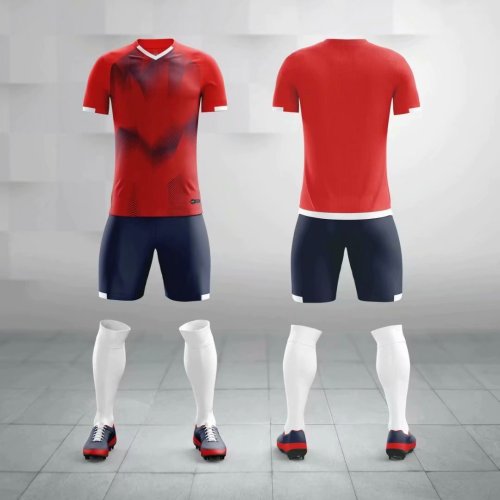 M8602 Red Tracking Suit Adult Uniform Soccer Jersey Shorts