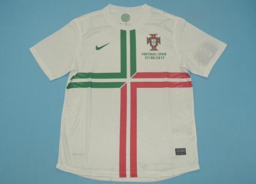 with Front Lettering Retro Jersey 2012 Portugal Away White Soccer Jersey
