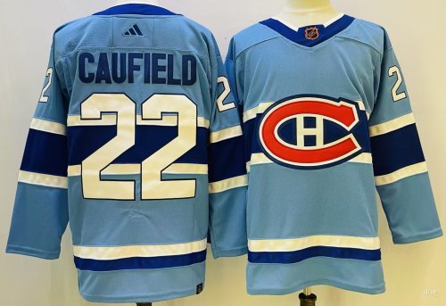 Canadiens 22 Cole Caufield Light Blue Reverse Retro Jersey