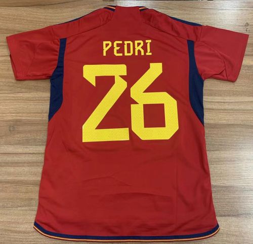 Fans Version 2022 World Cup Spain 26 PEDRI Home Soccer Jersey