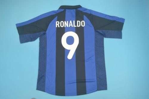 Retro Jersey 2001-2002 Inter Milan RONALDO 9 Home Soccer Jersey