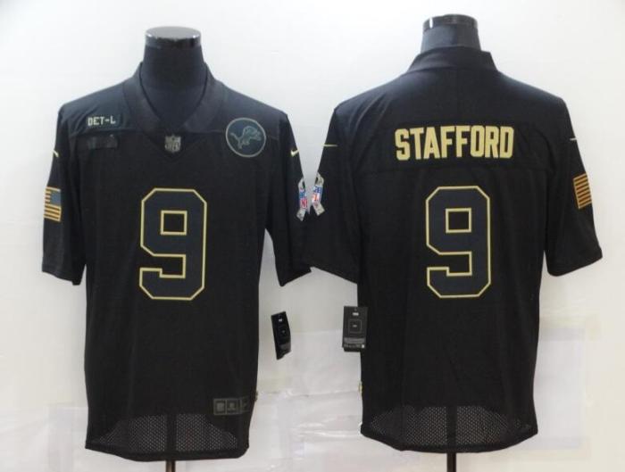 Detroit Lions 9 STAFFORD Black 2020 Salute To Service Limited Jersey