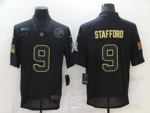 Detroit Lions 9 STAFFORD Black 2020 Salute To Service Limited Jersey