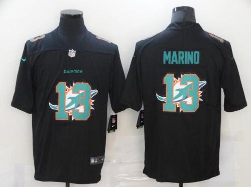 Miami Dolphins 13 MARINO Black Shadow Logo Limited Jersey