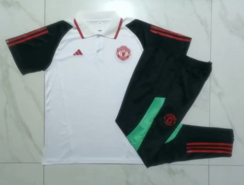 2023-2024 Manchester United White Soccer Polo and Pants