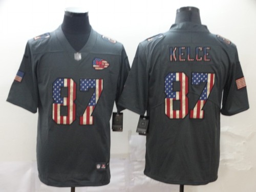 Kansas City Chiefs 87 Travis Kelce 2019 Salute To Service USA Flag Fashion Limited Jersey