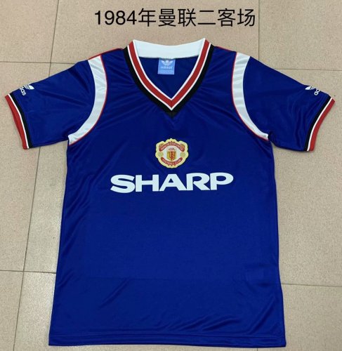 Retro Jersey 1984 Manchester United Third Away Game Blue Soocer Jersey