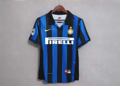 with Serie A Patch Retro Jersey 1998-1999 Inter Milan Home Soccer Jersey