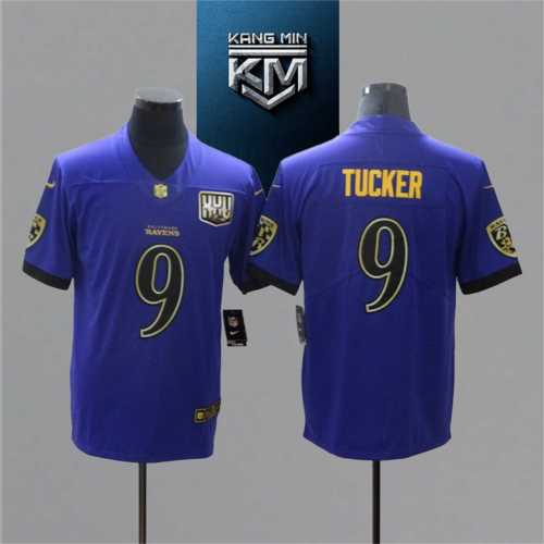 2021 Ravens 9 TUCKER BLUE NFL Jersey S-XXL BLACK Font
