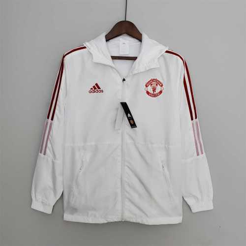 2022 Manchester United White Soccer Windbreaker Jacket
