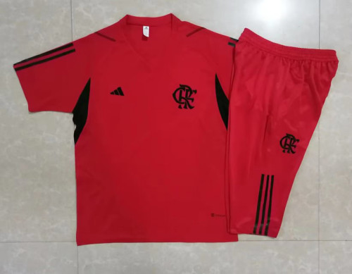 Adult Uniform 2023-2024 Flamengo Red Soccer Training Jersey and 3/4 Pants
