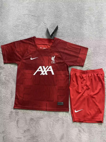 Youth Uniform Kids Kit 2023-2024 Liverpool Red Soccer Training Jersey Shorts