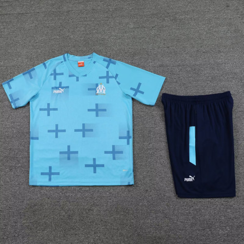 2023-2024 Marseille Blue Soccer Training Jersey and Shorts