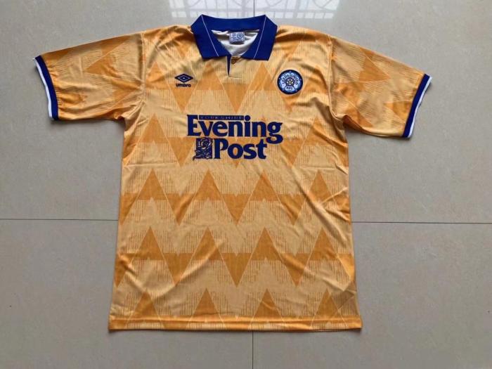 Retro Jersey 1991-1992 Leeds United Away Yellow Soccer Jersey