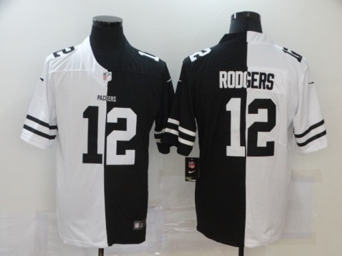 Green Bay Packers 12 RODGERS Black And White Split Vapor Untouchable Limited Jersey