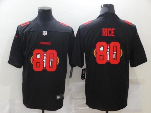 San Francisco 49ers 80 RICE Black Shadow Logo Limited Jersey