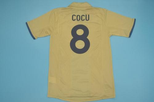 with UCL Patch Retro Jersey 2001-2002 Barcelona 8 COCU Away Yellow Soccer Jersey