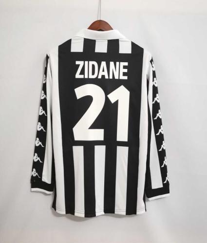 Long Sleeve Retro Jersey 1999-2000 Juventus Home Black/White ZIDANE 21 Soccer Jersey