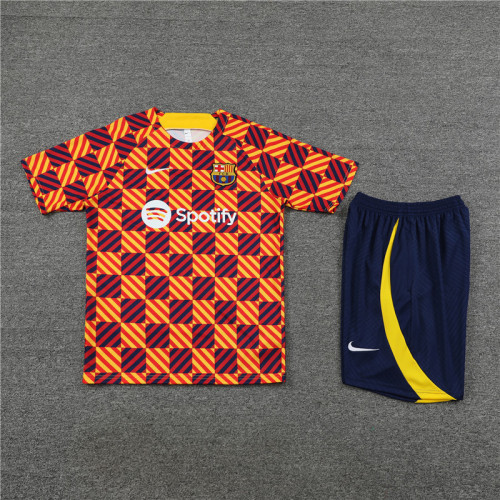 Adult Uniform 2023-2024 Barcelona Orange Soccer Training Jersey and Shorts