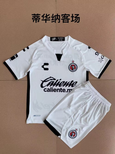 Youth Uniform Kids Kit 2023-2024 Xolos de Tijuana Away White Soccer Jersey Shorts