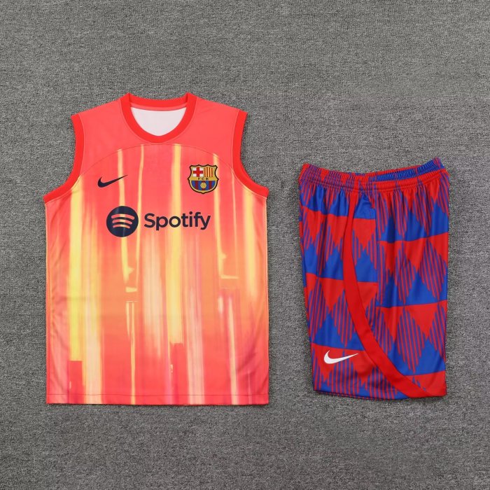Adult Uniform 2023-2024 Barcelona Orange Soccer Training Jersey and Shorts