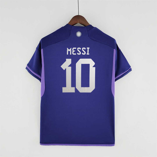 Fans Version 2022 World Cup Argentina MESSI 10 Away Purple Soccer Jersey