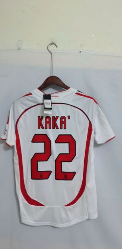 with Serie A+Trophy 7 Patch Retro Jersey 2004-2005 AC Milan 22 KAKA' Away White Soccer Jersey