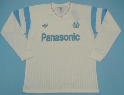 Retro Jersey Long Sleeve 1990-1991 Marseille Home White Soccer Jersey
