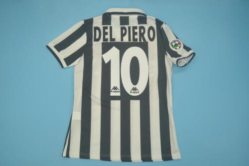 with Coppa Italia+Scudetto+Serie A Patch Retro Jersey 1995-1996 Juventus 10 DEL PIERO Home Soccer Jersey Vintage Football Shirt