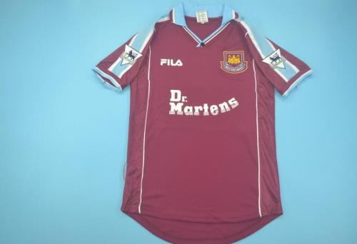 with EPL Patch Retro Jersey 1999-2001 West Ham United Home Soccer Jersey