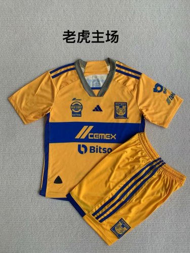 Adult Uniform 2023-2024 Tigres UANL Home Soccer Jersey Shorts
