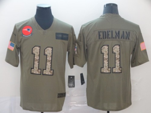 New England Patriots 11 EDELMAN Olive Camo Salute to Service Limited Jersey