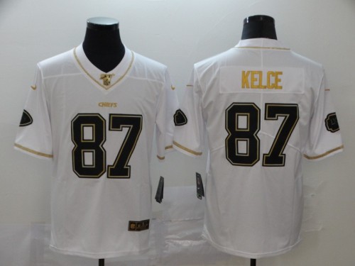 Kansas City Chiefs 87 Travis Kelce White Gold Vapor Untouchable Limited Jersey