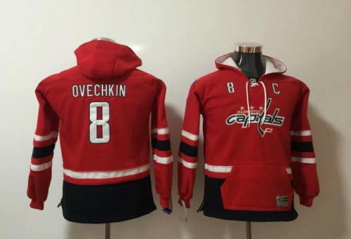 Washington Capitals 8 Alex Ovechkin Red Youth All Stitched Hooded Sweatshirt