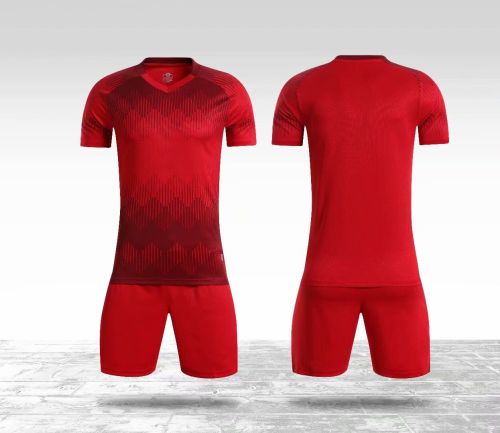 YL9201 Red Blank Soccer Tracking Suit  Jersey and Shorts