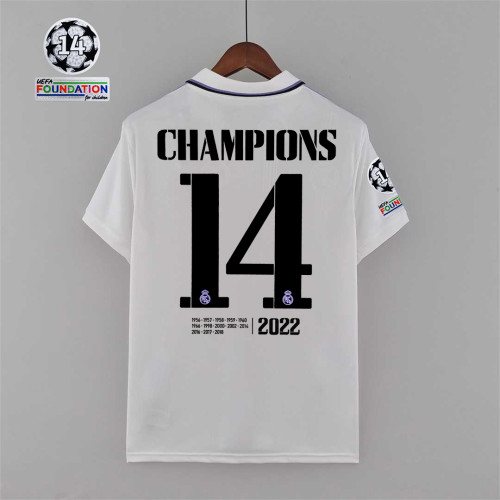 with 2 patches Fans Version 2022-2023 CHAMPIONS 14 Home Soccer Jersey