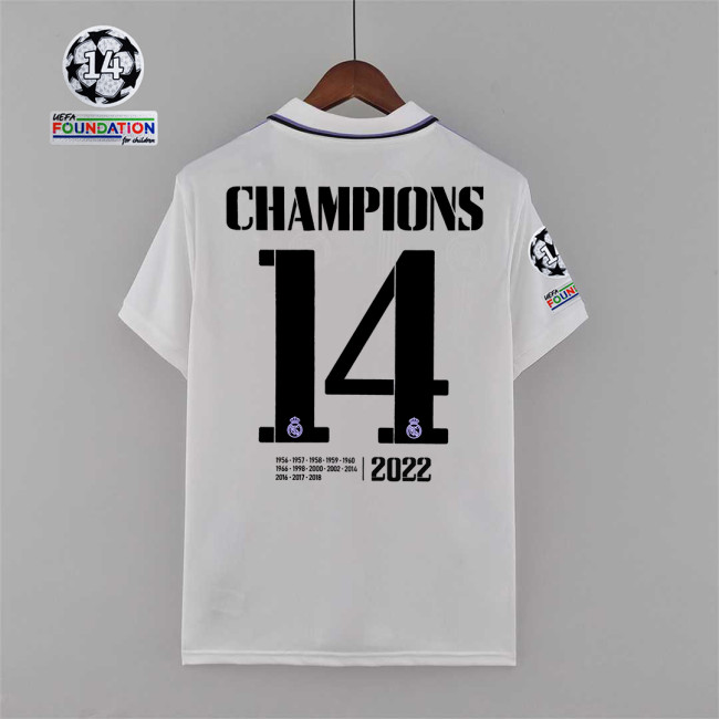 with 2 patches Fans Version 2022-2023 CHAMPIONS 14 Home Soccer Jersey