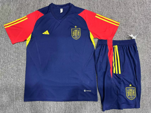 Adult Uniform 2023-2024 Spain Blue Soccer Training Jersey and Shorts