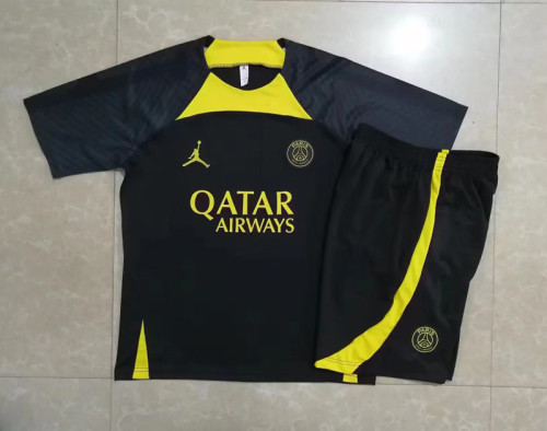 Adult Uniform 2023-2024 PSG Black Soccer Training Jersey Shorts
