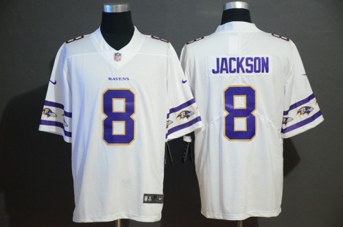 Baltimore Ravens 8 Lamar Jackson White Team Logos Fashion Vapor Limited Jersey