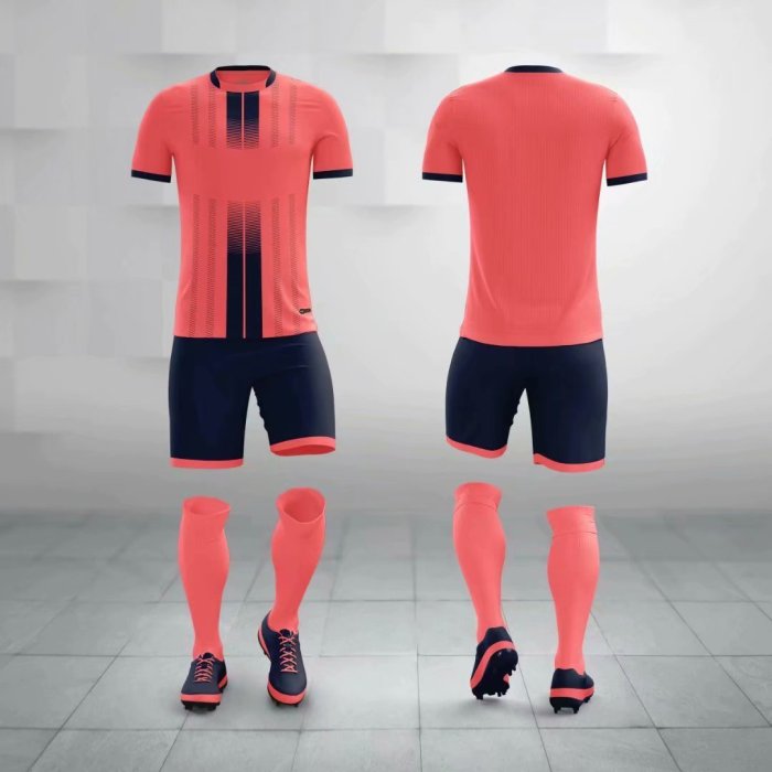 M8607 Fluorescent Orange Tracking Suit Adult Uniform Soccer Jersey Shorts